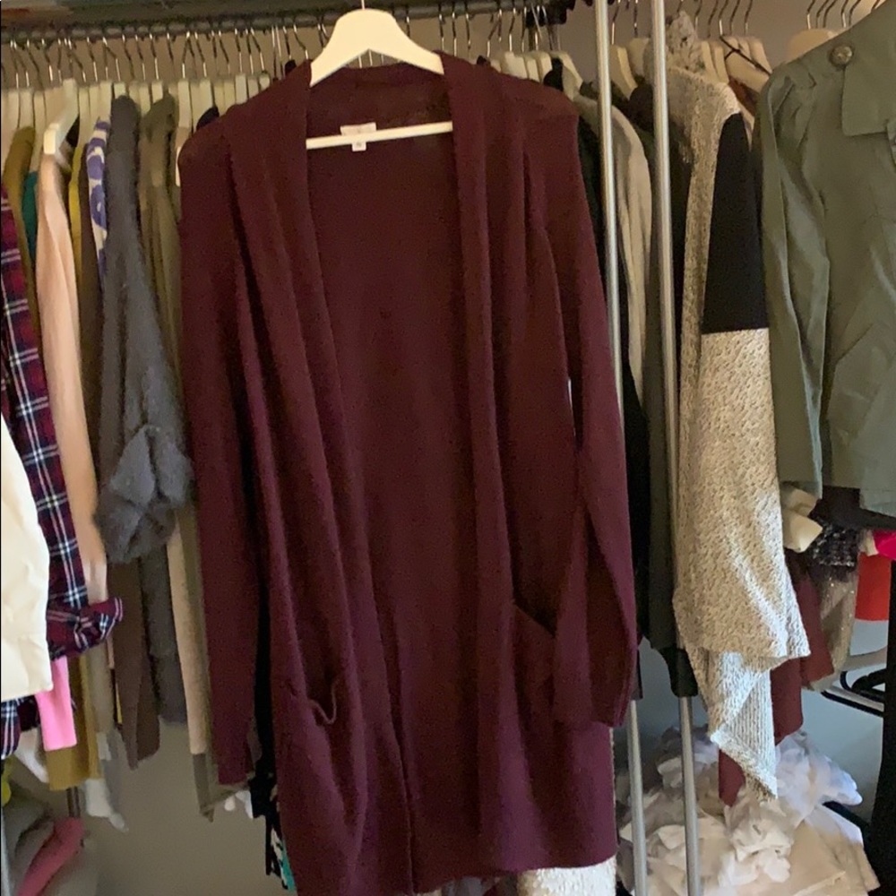 NWT Long Burgundy cardigan size Sm
